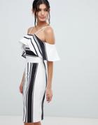 Forever Unique Stripe Cold Shoulder Dress - Multi