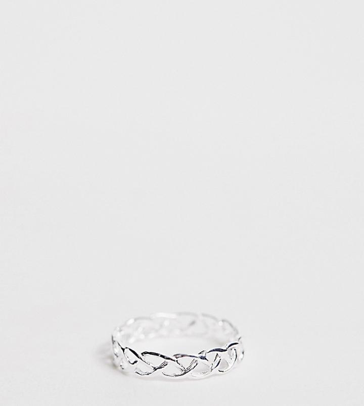 Asos Design Curve Sterling Silver Ring In Twist Design - Silver