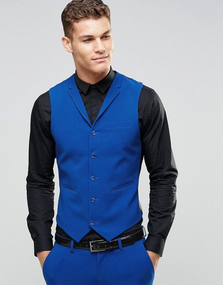 Asos Super Skinny Vest In Blue - Blue