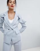 Elliatt Frill Tailored Jacket - Blue