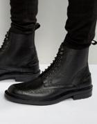 Dead Vintage Brogue Boots Black Leather - Black
