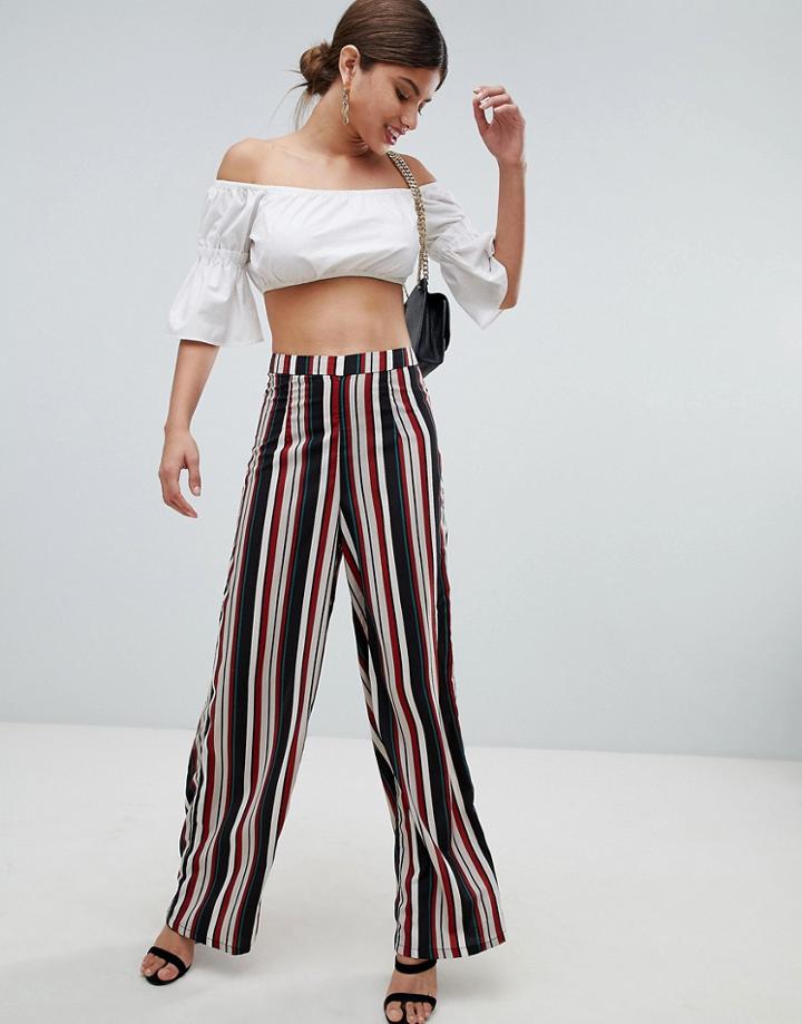 Missguided Stripe Wide Leg Pants - Multi
