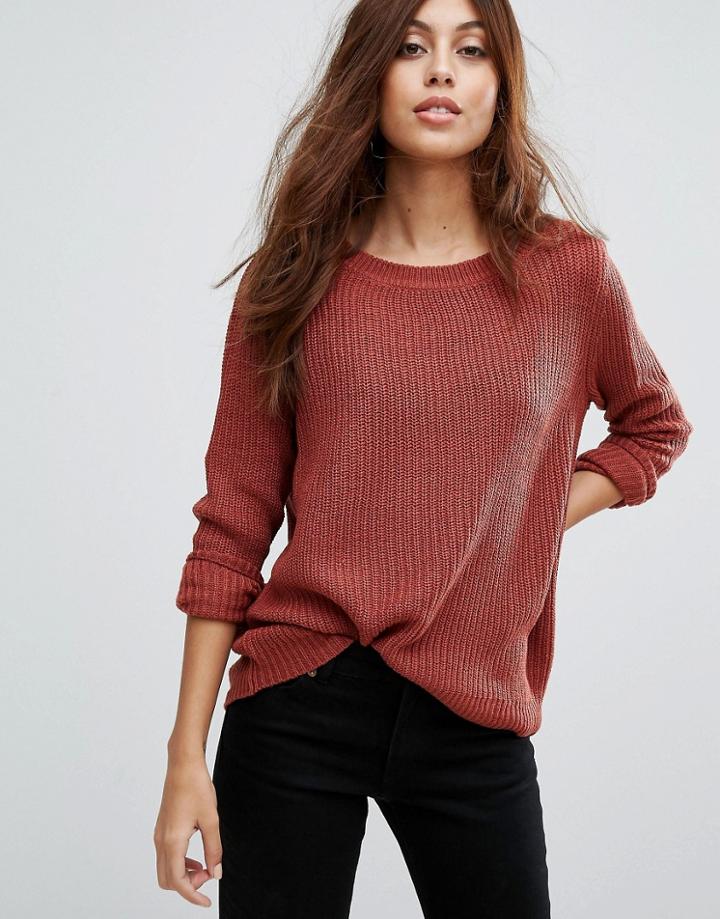 Jdy Basky Rib Knit Sweater - Red