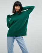 Asos Sweater In Oversized With Crew Neck - Green
