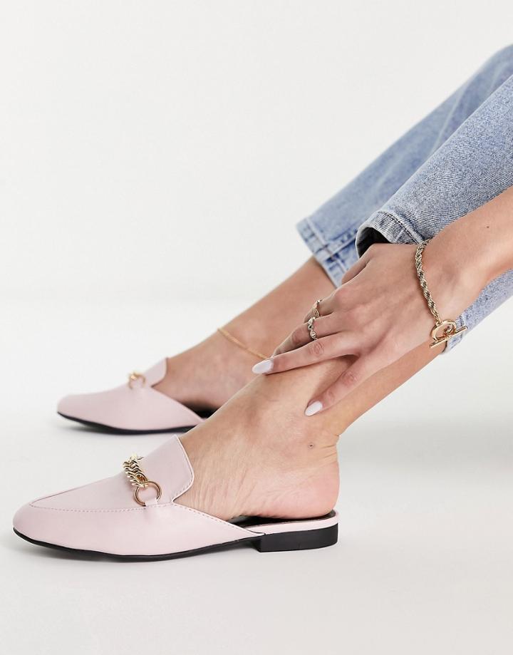 Qupid Metal Trim Mule Loafers In Pink