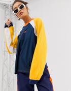 The Ragged Priest Long Sleeve Boyfriend T-shirt With Slogan - Navy