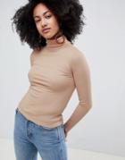 New Look Top With Roll Neck In Camel - Brown