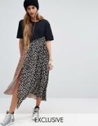 Reclaimed Vintage Midi T-shirt Dress With Deconstructed Smock Layers -
