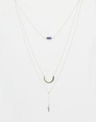 Asos Pack Of 3 Bar & Feather Necklaces - Antique Silver