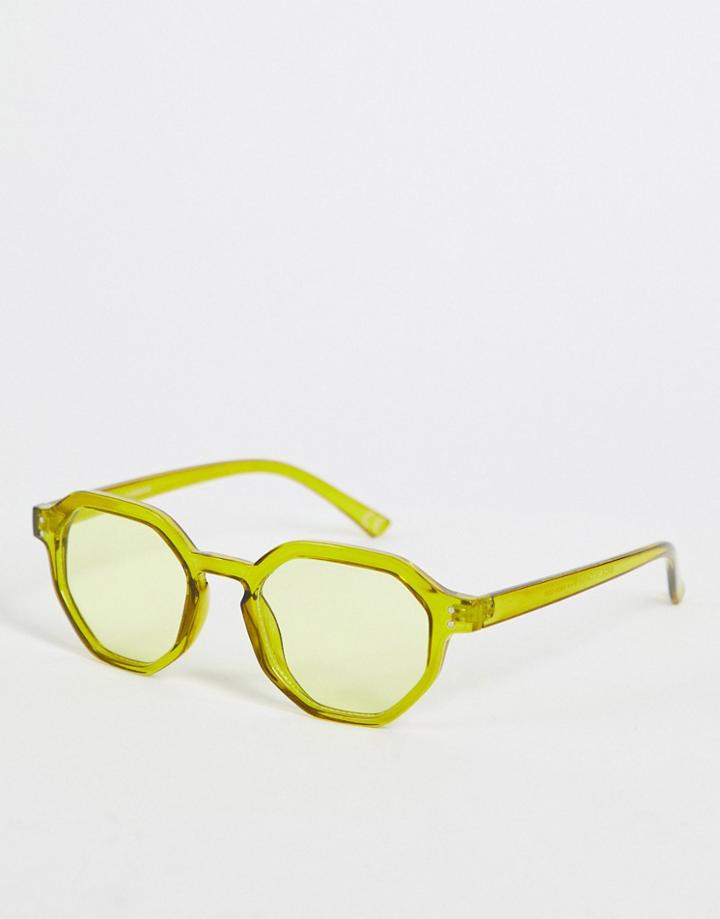 Asos Design Recycled Hexagon Sunglasses In Green