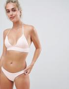 New Look Stripe Bikini Top - Pink