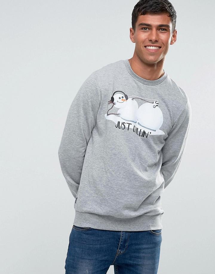 Threadbare Holidays Snowman Sweat - Gray