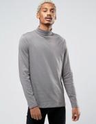 Asos Long Sleeve T-shirt With Roll Neck - Gray