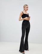Fashionkilla Flared Pants Two-piece In Black Glitter - Black