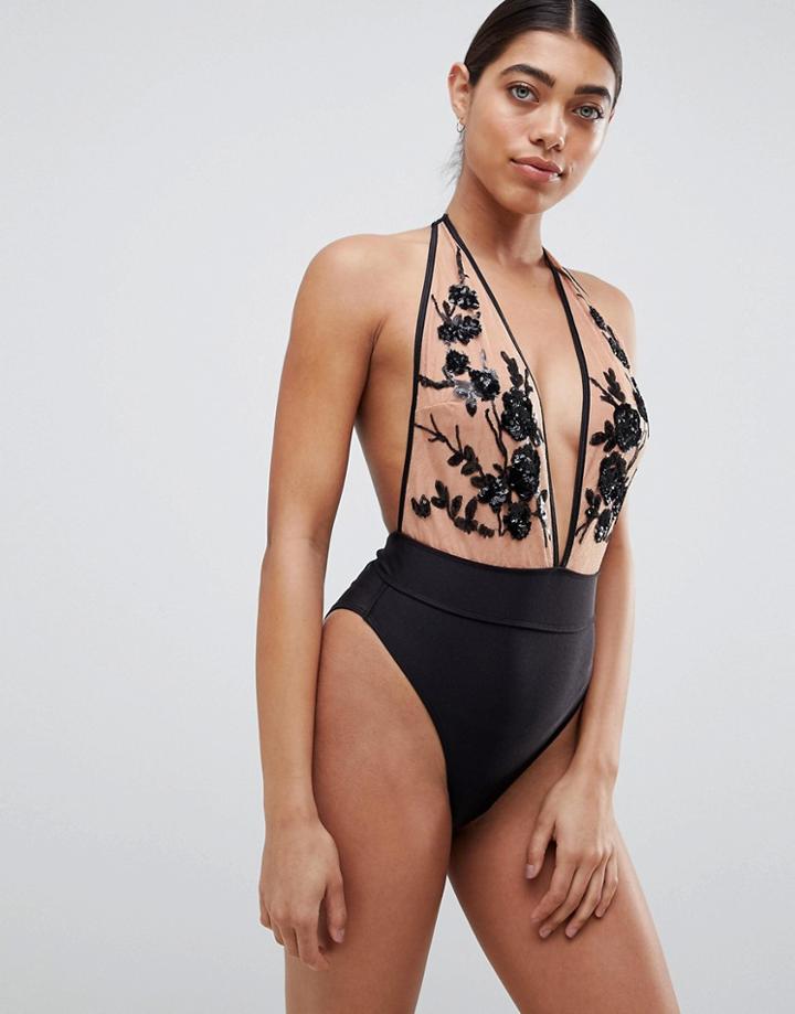 Ann Summers Sicily Sequin Swimsuit - Black