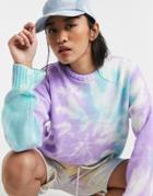 Asos Design Tie Dye Sweater In Lilac-purple