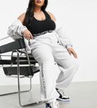 Asos Weekend Collective Curve Matching Roll Waist Oversized Sweatpants In Ice Heather-grey