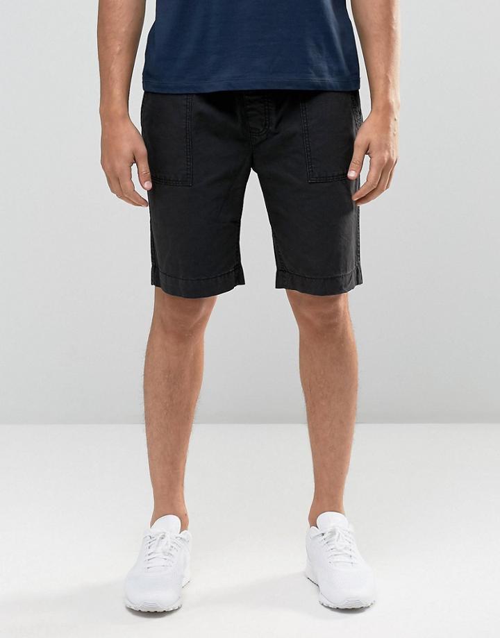 Bellfield Shorts In Washed Black Canvas - Black