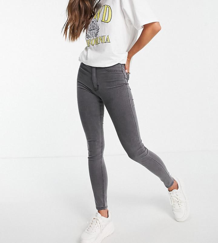 Pull & Bear Tall High Waisted Skinny Jeans In Gray (new Quality)-grey