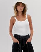 Weekday Ribbed Singlet Top In White - White