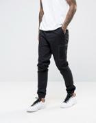 Asos Skinny Fit Cargo Jogger With Contrast Side Pockets In Black - Bla