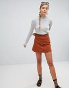 Monki Brown Denim Mini Skirt - Brown