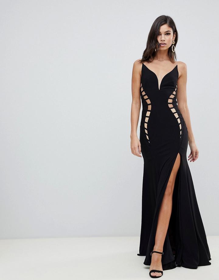 Forever Unique Ladder Insert Maxi Dress - Black