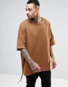Asos Extreme Oversized Short Sleeve Sweatshirt - Brown