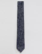 Selected Homme Navy Tie With Grid Details - Navy