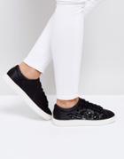 New Look Embellished Lace Up Sneaker - Black