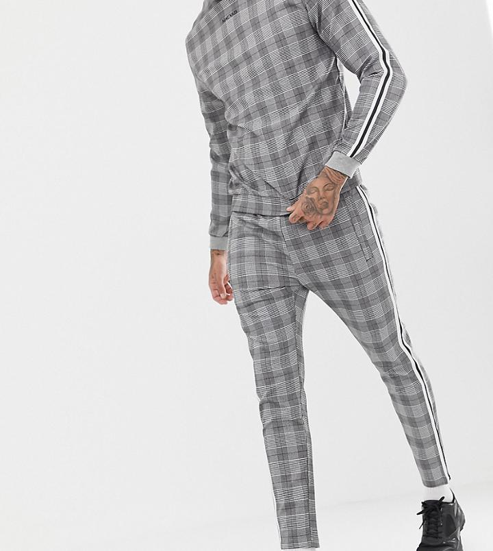 Mauvais Skinny Check Joggers With Side Stripe - Gray