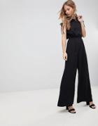 The Fifth Wandered Relaxed Tie Strap Jumpsuit-black