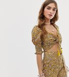 Sisters Of The Tribe Ruched Front Crop Top In Ditsy Floral Two-piece - Yellow