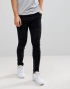 Boohooman Super Skinny Biker Jeans In Black - Black