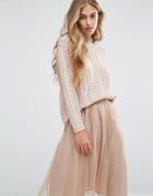 Pull & Bear Mixed Cable Knit Sweater - Pink