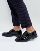 Asos Monk Shoes In Black Leather With Ribbed Sole - Black