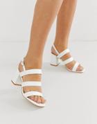 Raid Wide Fit Louise White Mid Heeled Sandals - White