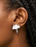 Designb London Cloud Stud Earrings In Silver