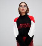 Weekday High Neck Slogan Knit Sweater-multi