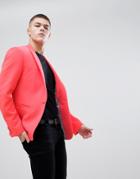 Asos Design Super Skinny Blazer In Neon Pink - Pink