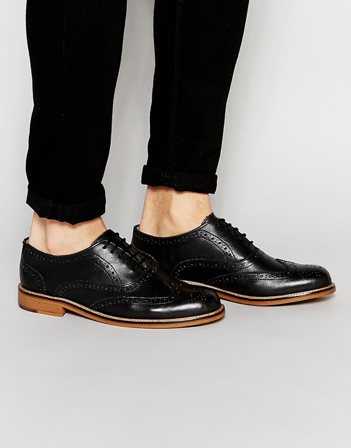 Ben Sherman Deon Brogues In Black Leather - Blue