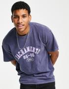 New Look T-shirt With Sacramento Print In Overdye Blue-blues