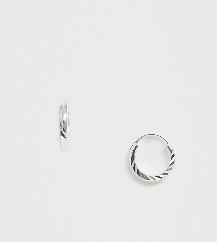 Asos Design Sterling Silver Hoop Earrings With Twisted Detail