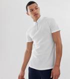 Asos Design Tall Muscle Rib T-shirt With Stretch And Turtle Zip Neck In White - White
