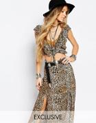 Reclaimed Vintage Ruffle Crop Top In Leopard Print - Multi