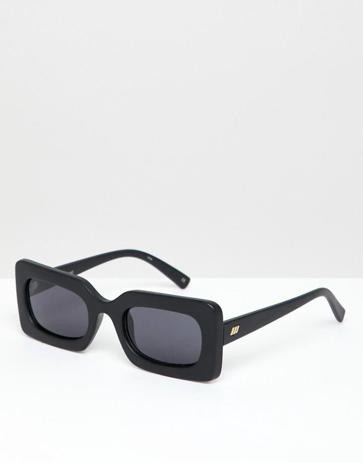 Le Specs Damn! Square Sunglasses In Black - Black