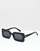 Le Specs Damn! Square Sunglasses In Black - Black