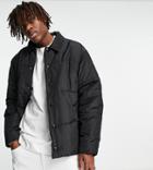 Collusion Puffer Jacket With Collar In Black