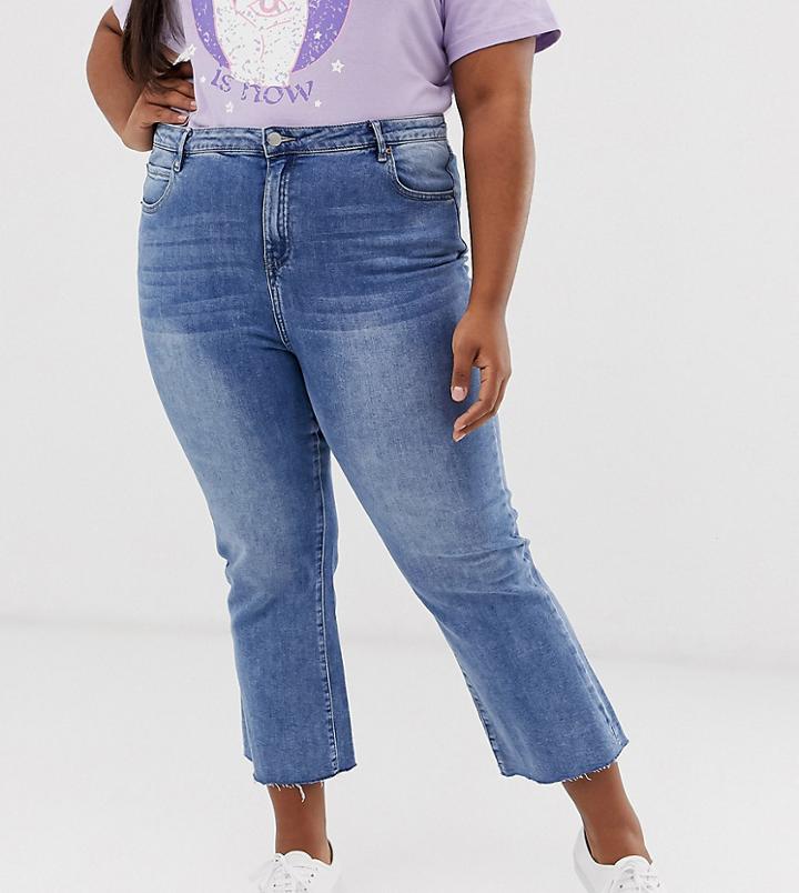 Urban Bliss Plus Cropped Kicked Flare Jeans-blue