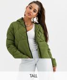 Noisy May Tall Grid Padded Hooded Jacket